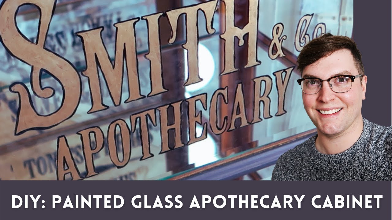 How to Hand paint lettering on glass / sign writing I Apothecary Cabinet / Cocktails Drinks Bar