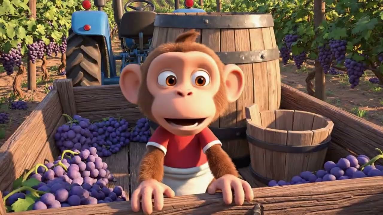 Funny Monkey Catches Tractor Thief in the Vineyard | Fun Adventure for Kids