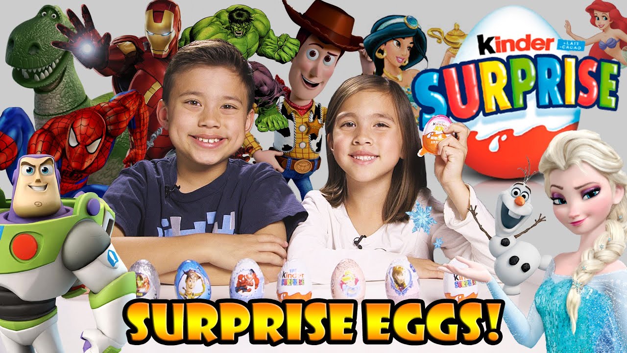 Super KINDER SURPRISE EGG Opening! + Frozen, Toy Story, Avengers, Disney, Spider-man, Kinder Joy!
