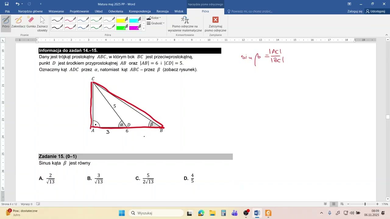 Matura z matematyki maj 2025 PP zadanie 15