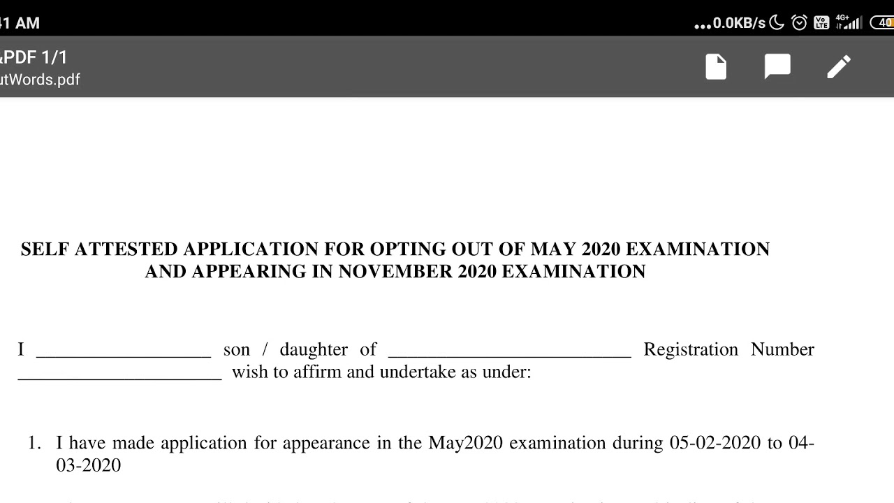 Understand the Declaration Format for Opting out of May 20 Exams & Appearing in Nov 20 Exams