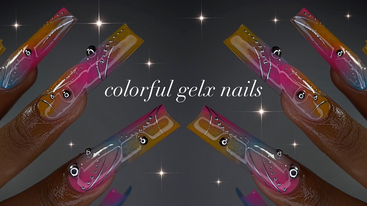 Colorful gelX Nails🌺✨| Madam Glam NY gel polish review+ beginner-friendly nail art!✨