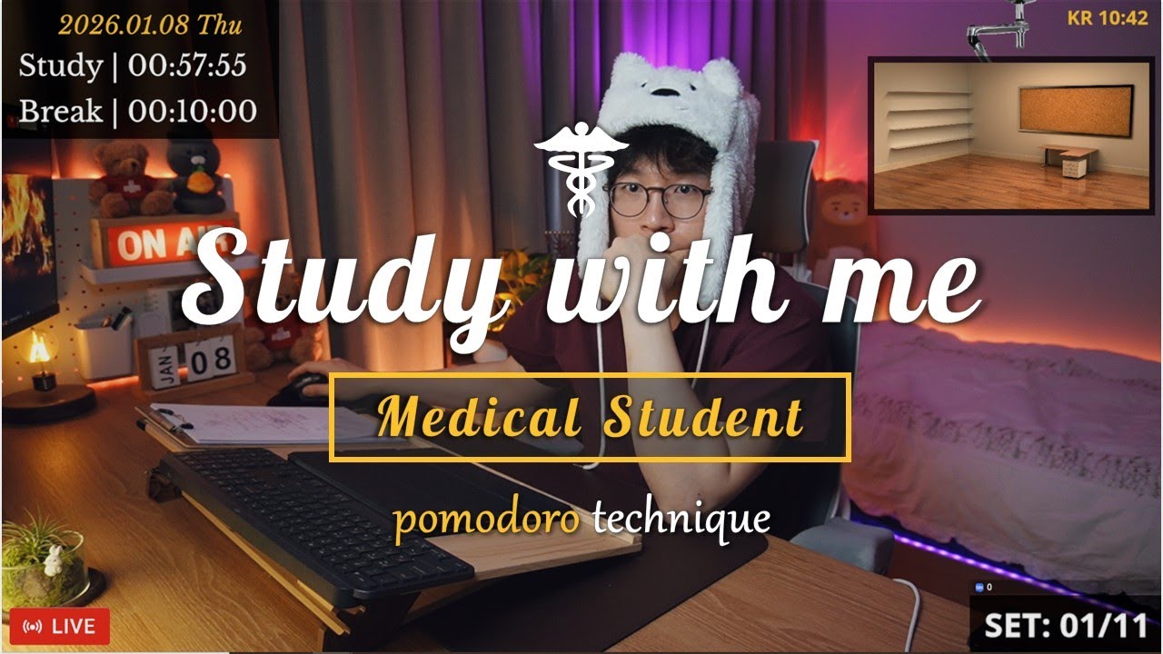 (26.01.08.THU) Study with me 👨🏻‍⚕️| 11 Hrs | Pomodoro | 🩺USMLE | 🔥ASMR | SeewhY