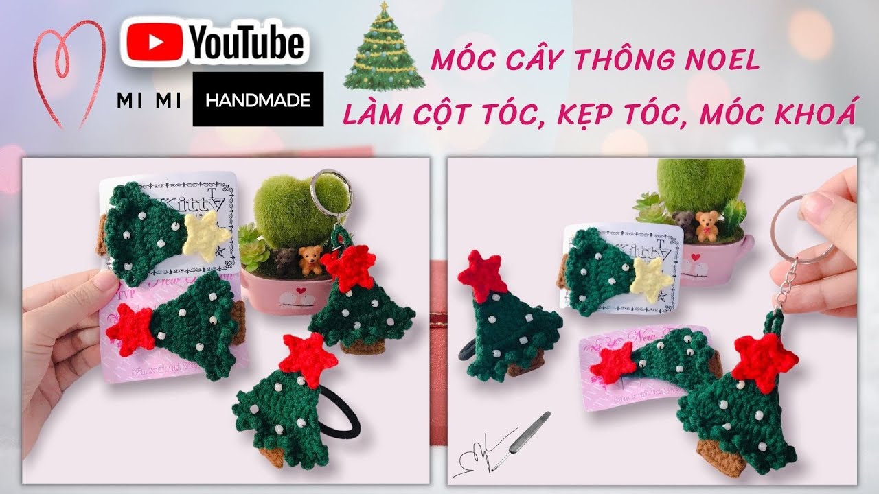 Móc Cây Thông Noel 🎄 Làm Móc Khoá, Cột Tóc & Kẹp Tóc | Christmas Tree Tutorial | Mimi Handmade