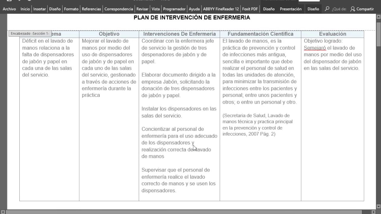Planes de intervención   Servicios Hospitalarios y Preventivos