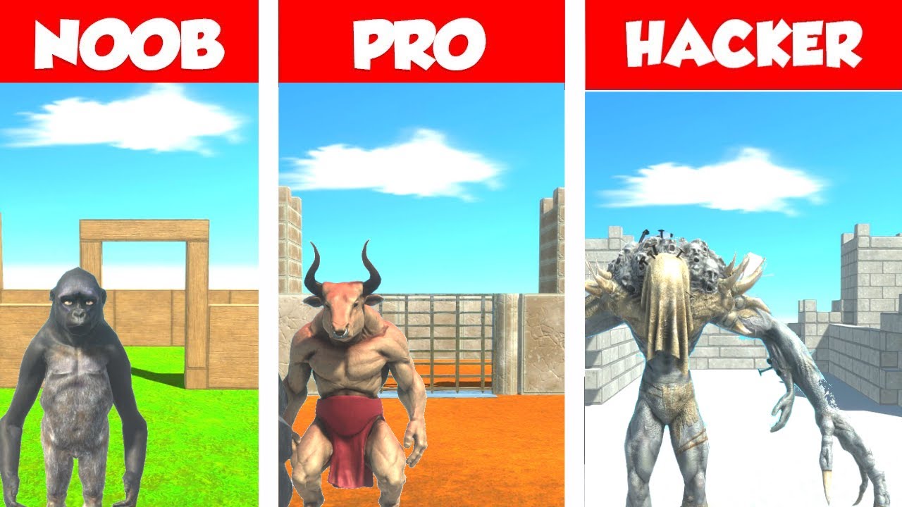 NOOB vs PRO vs HACKER: CASTLE BUILD CHALLENGE IN ANIMAL REVOLT BATTLE SIMULATOR