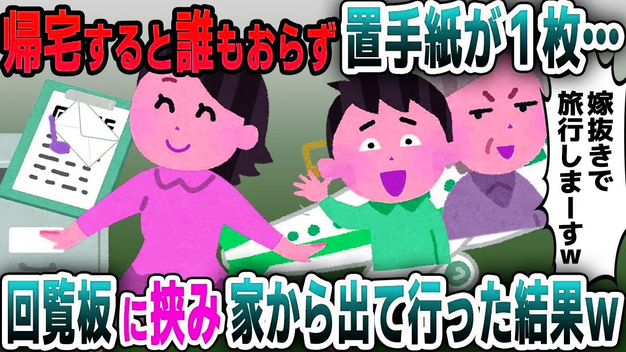 【スカッと総集編】仕事から帰宅するとテーブルに置手紙「嫁抜きで家族旅行に行ってきますｗ」→1週間後、帰国した夫と義母が...