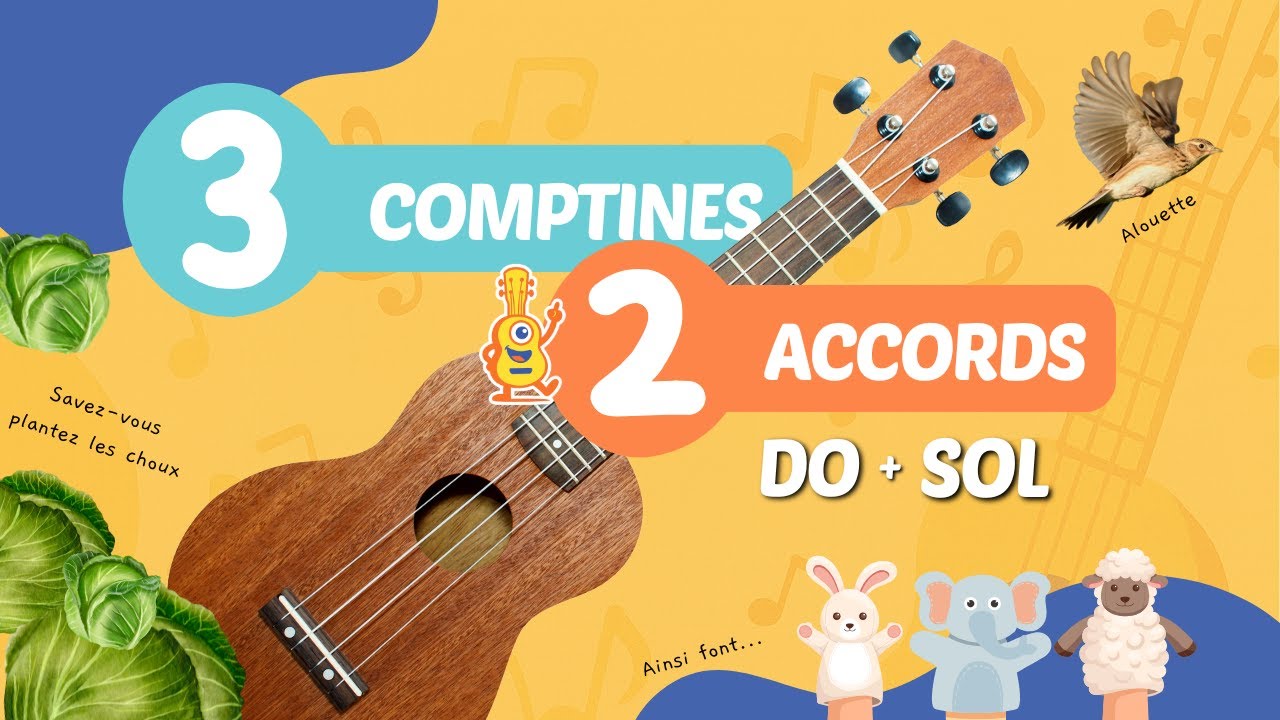 3 comptines faciles au ukulélé 🎵 DO & SOL – Ainsi font, Alouette, Savez-vous planter les choux