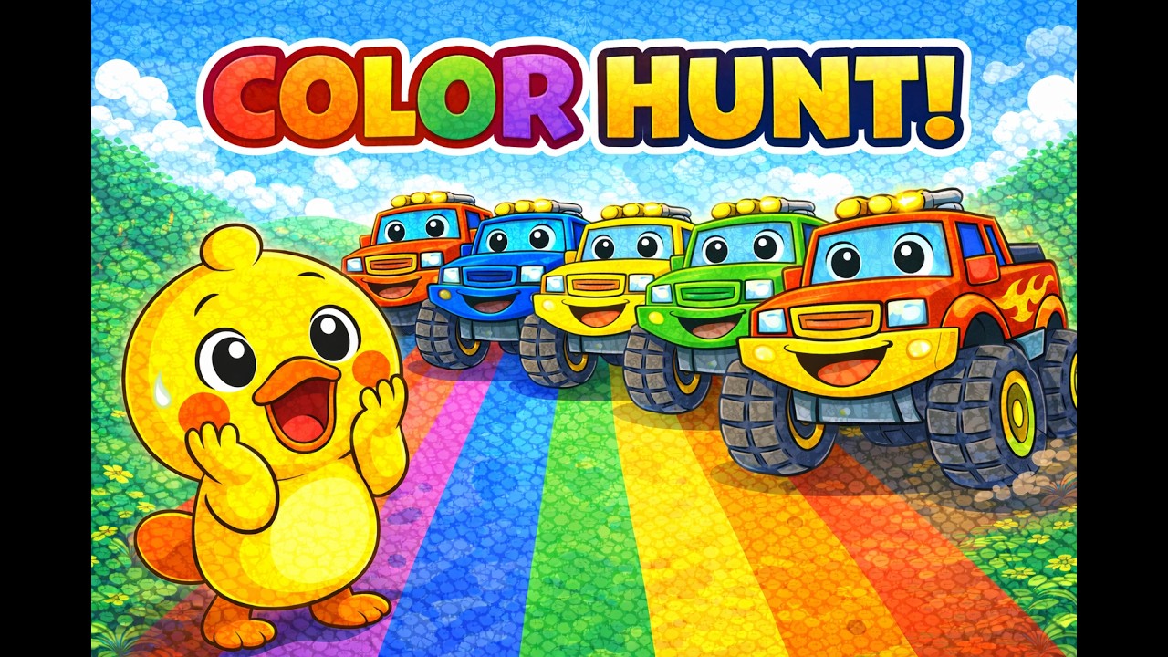 Find the Monster Trucks! | Color Hunt Game for Kids 🚚🌈
