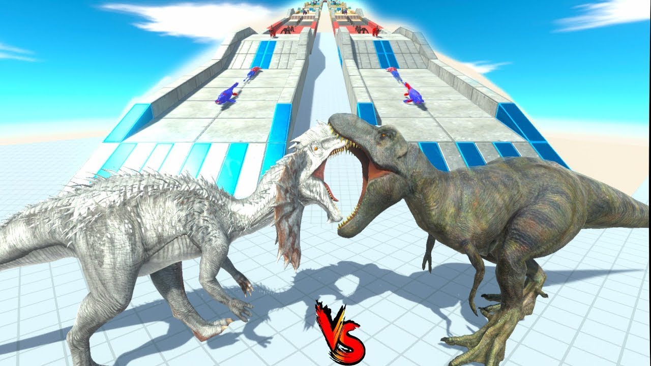 OLDEST T REX vs SPINOSAURUS RACE BATTLE COMPETITION - Animal Revolt Battle Simulator