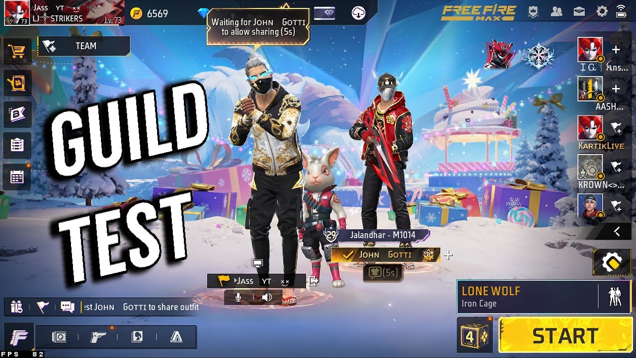 Guild Test| with Subscribers Free Fire Live | Back to Back Customs| Free Fire Live