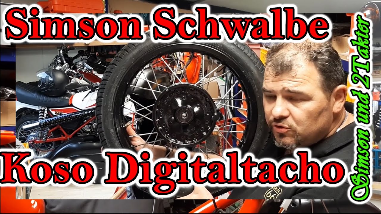 Simson Schwalbe- Montage! Es geht weiter- Koso Tacho einbauen. Passt auch mit MZ Nabe. Wie bei S51.