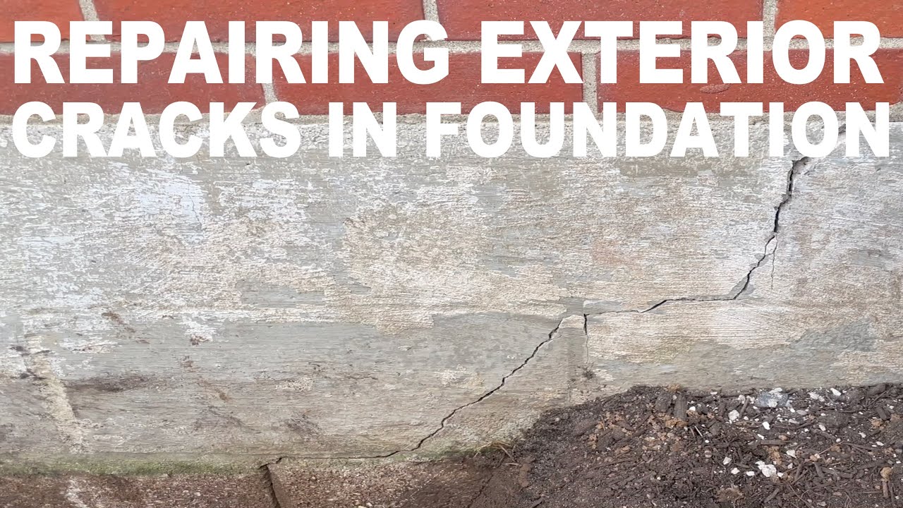 Repairing the cracks on the exterior of our cinder block foundation