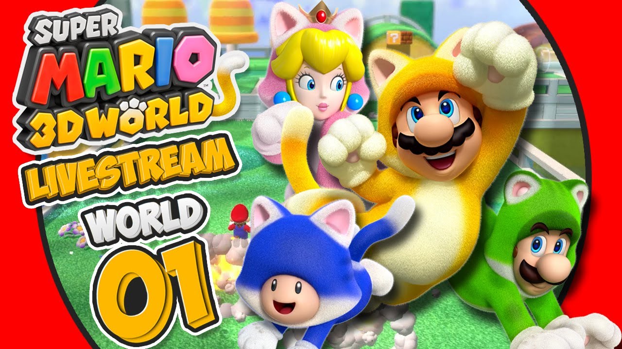 Super Mario 3D World 100% Live Stream - World 1 (Online 4-Players)