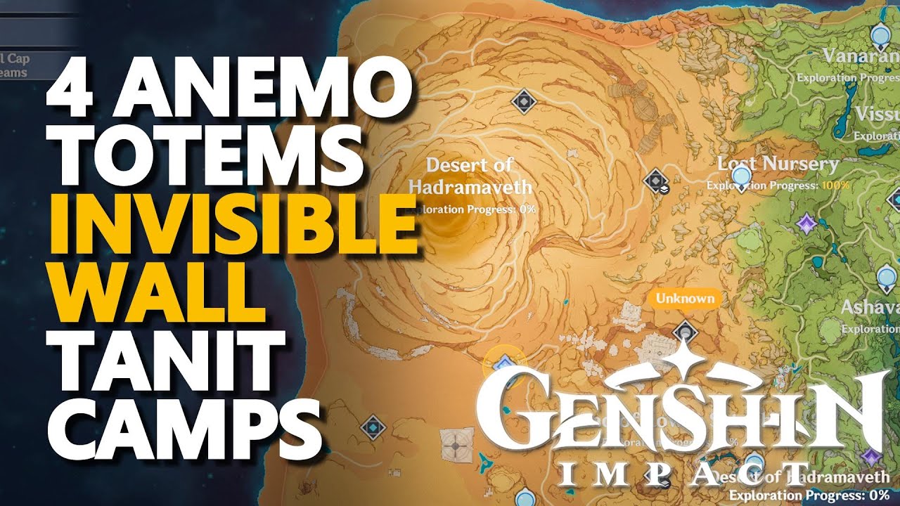 4 Air Anemo Totems Invisible Wall Tanit Camps Genshin Impact