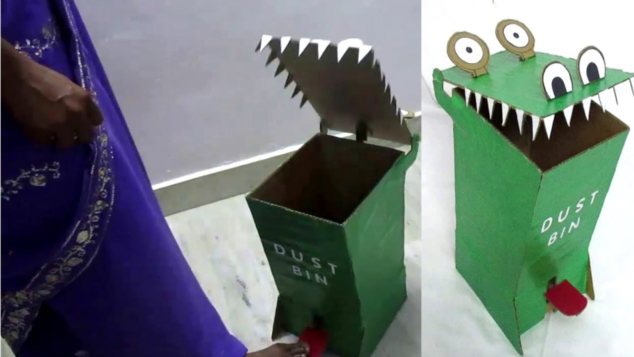 Dustbin from Cardboard | DIY funny toy Dustbin making at home