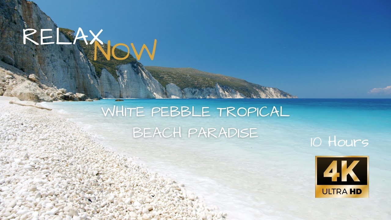 4K Best Ocean Sounds🌊Tropical Beach🏖White Pebble |Sleep🌙Meditation Relaxation| 10 Hours White Noise