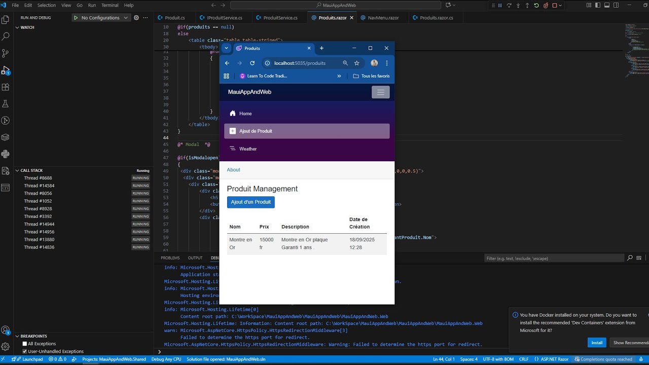 Création d’une solution de Gestion avec Blazor (Web et Hybrid) Part#2