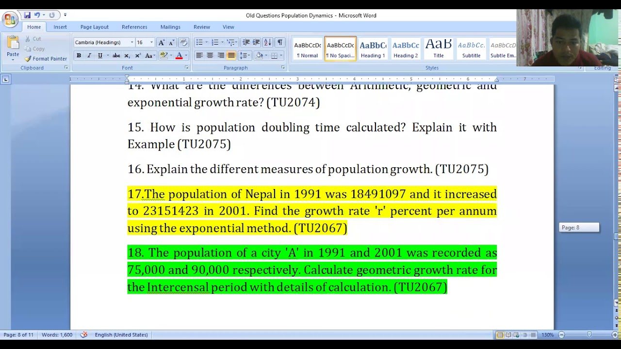 Old Question population Dynamics