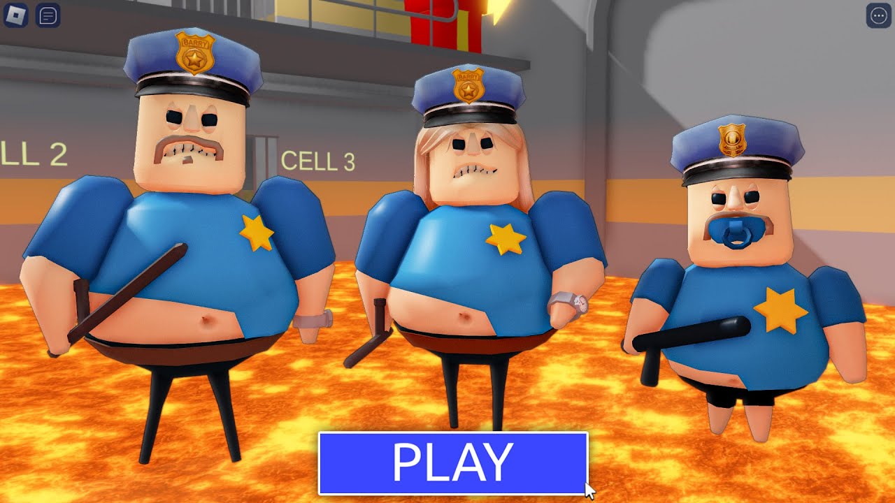 PRISONERS and POLICE NEEDS HELP! in LAVA BARRY'S FAMILY PRISON RUN! New Scary Obby #ROBLOX