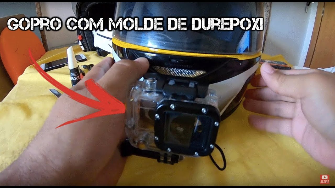 GoPro no capacete com molde de Durepoxi