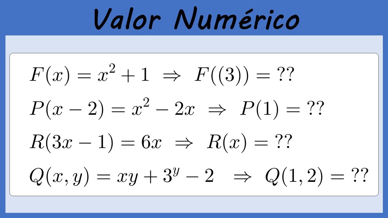 VALOR NUMÉRICO DE UNA EXPRESIÓN MATEMÁTICA + EJERCICIOS || POLINOMIOS #3