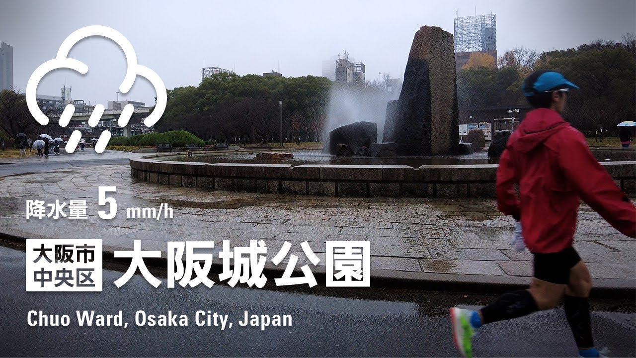 【ざあざあ雨】地下鉄 森ノ宮駅〜大阪城公園（大阪市中央区 - 2025/12/21）- 4K