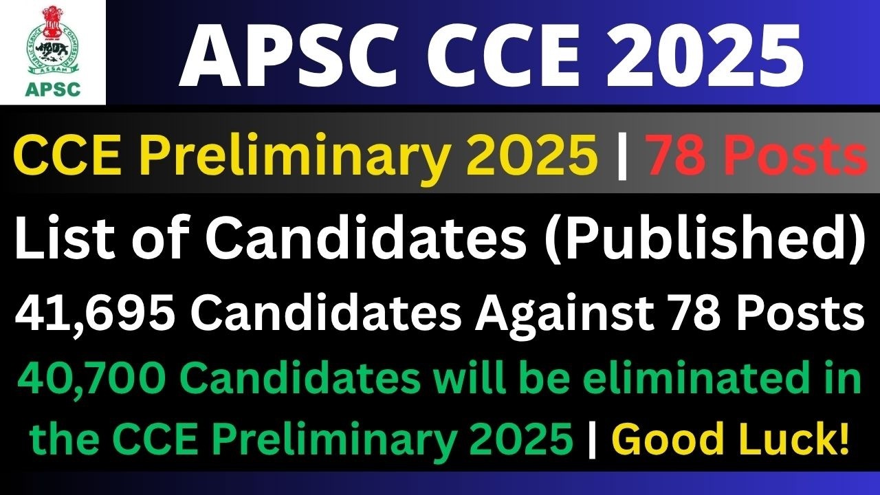 APSC CCE Preliminary 2025: List of Candidates