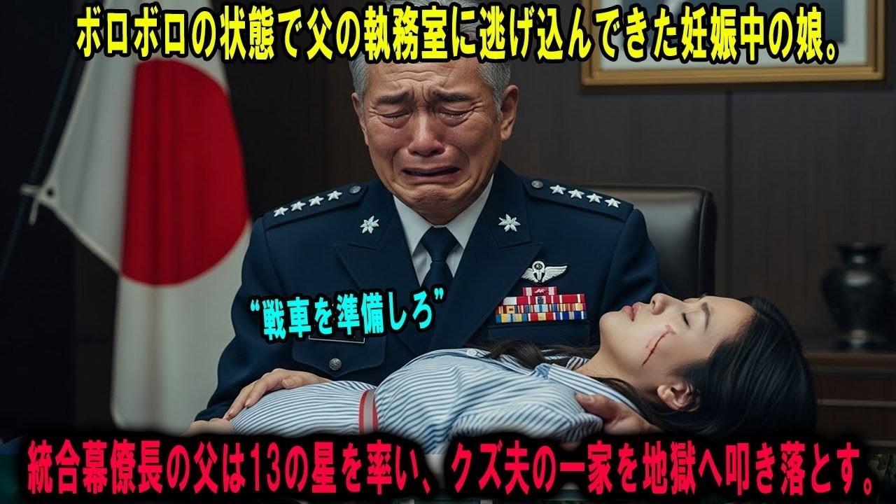 ボロボロの状態で父の執務室に逃げ込んできた妊娠中の娘。だがその父の正体は…自衛隊トップの統合幕僚長。日本中を震撼させる、史上最悪の”制裁”が始まる。#感動の物語 #AIストーリー