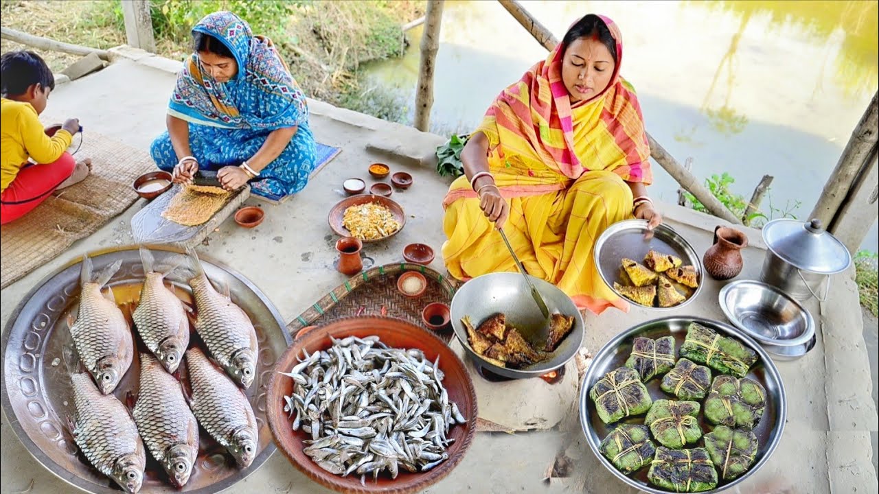 সরপুঁটি মাছের ঝাল আর লাউ পাতায় চুনো মাছের পাতুরি সাথে গরম গরম ভাত রান্না আর খাওয়া দাওয়া