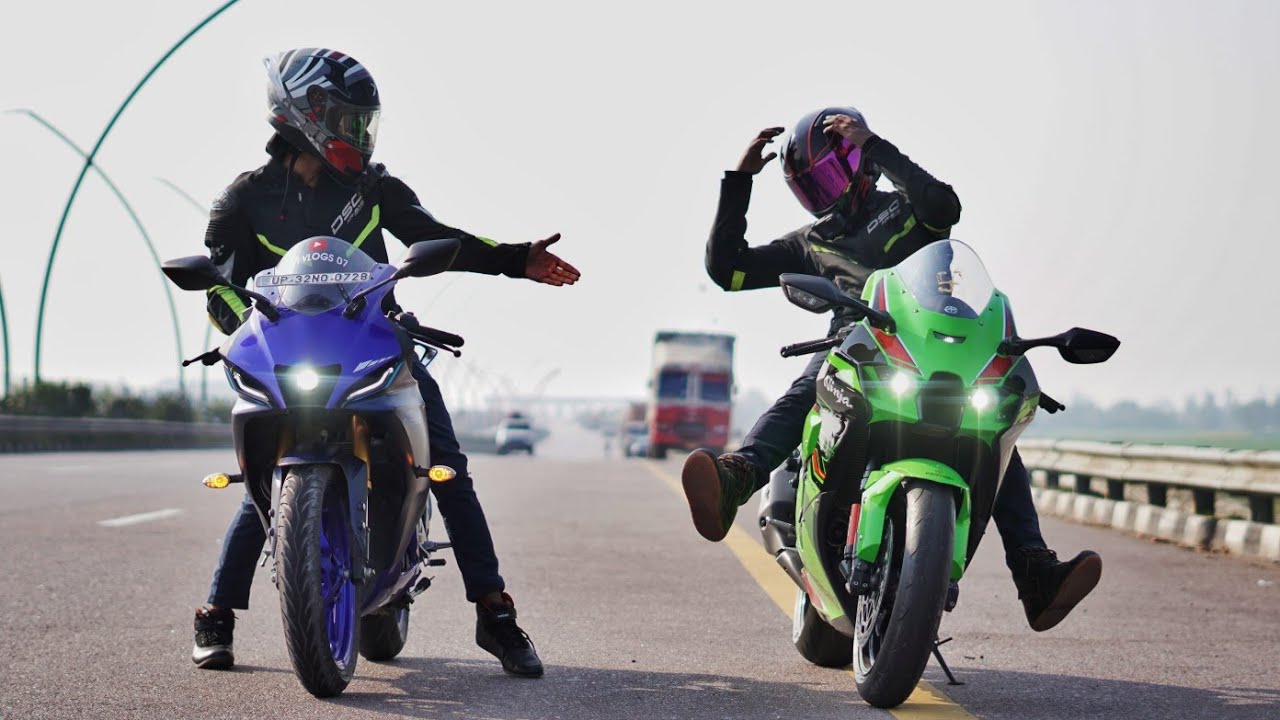 Kawasaki Zx10r Vs Yamaha R15 | First Gear Hi Kafi Hai😏