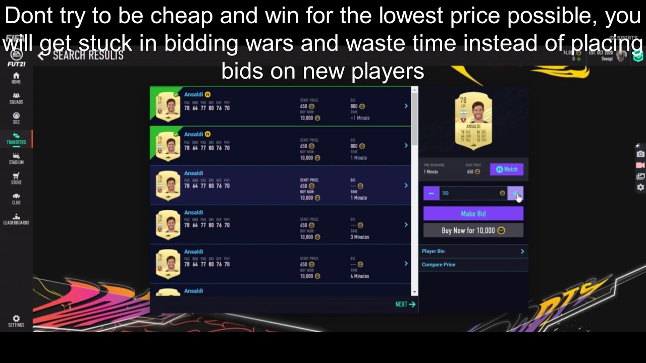 FIFA 21 - COIN MAKING STRATEGIES - MASS BIDDING