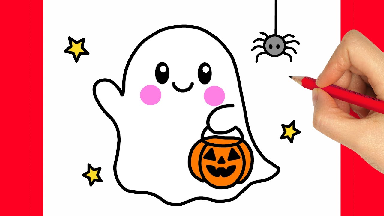 COMO DESENHAR UM FANTASMA - DESENHO DE HALLOWEEN - FAZER DESENHO DE HALLOWEEN