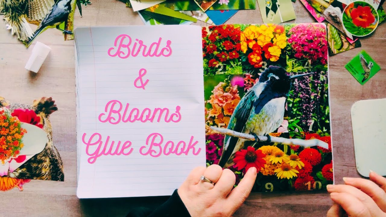 Birds & Blooms Glue Book Play🦋💐🐥 So fun & relaxing! Great beginner glue book! #gluebook