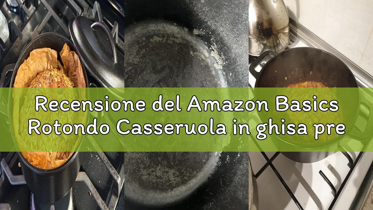 Recensione del Amazon Basics Rotondo Casseruola in ghisa pretrattata con doppi manici, 1,89 l, Nero