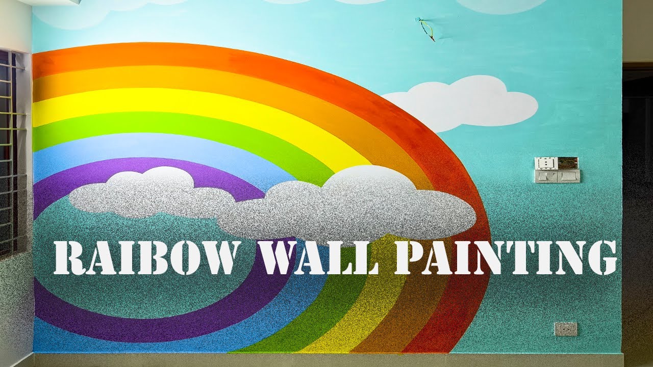 How To Paint A Easy Rainbow Wall Painting Step By Step | Tutorial For Beginners | Wall Painting