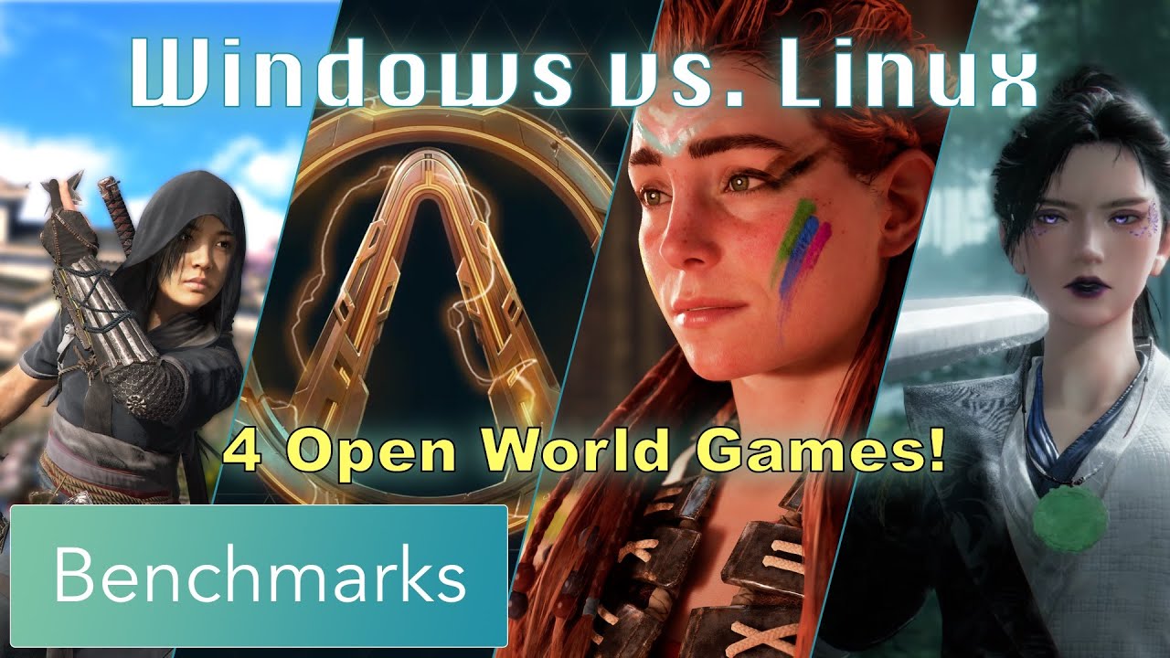 Сравнение производительности 4 игр с открытым миром в бенчмарках Linux и Windows (ACShadows, BLan...