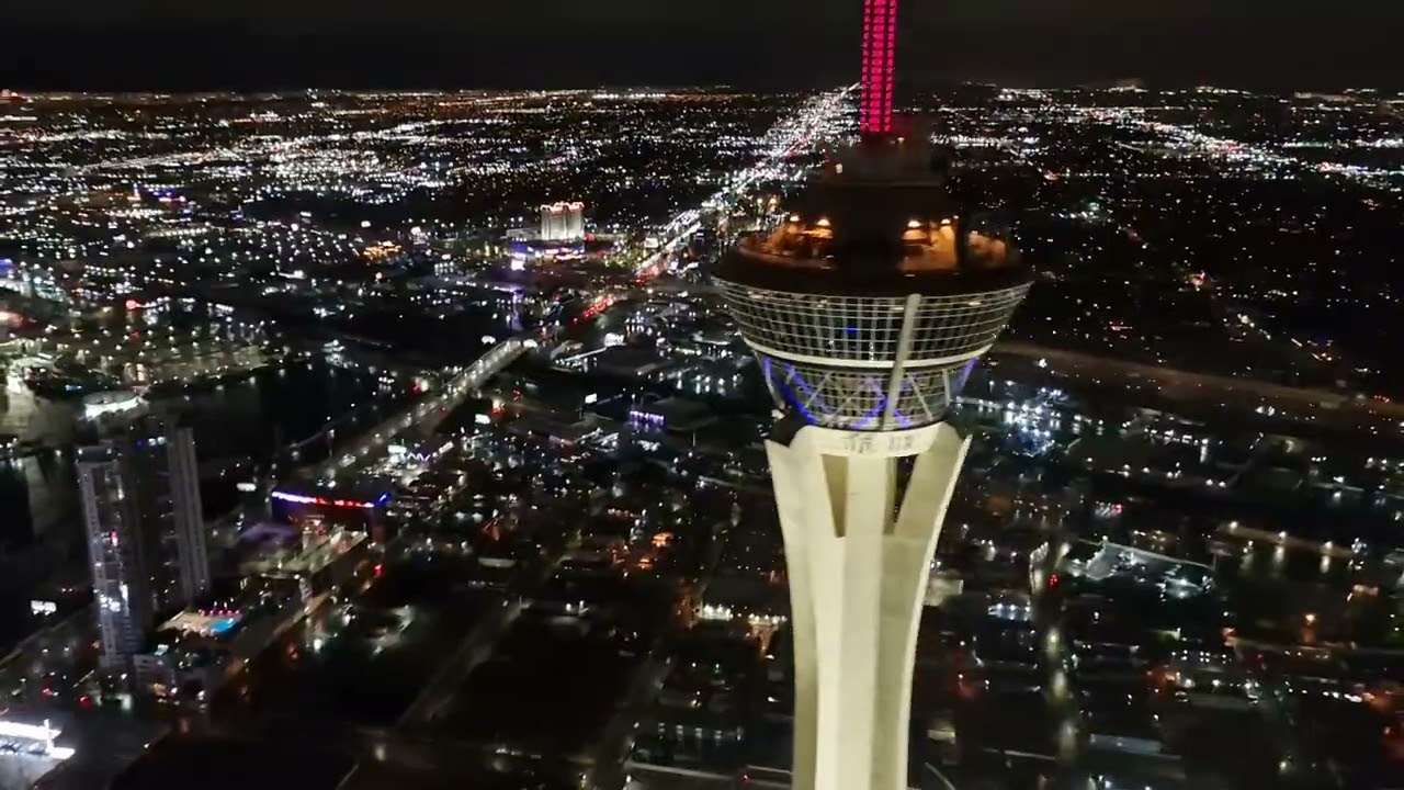 Night helicopter flight over Las Vegas, January 2024