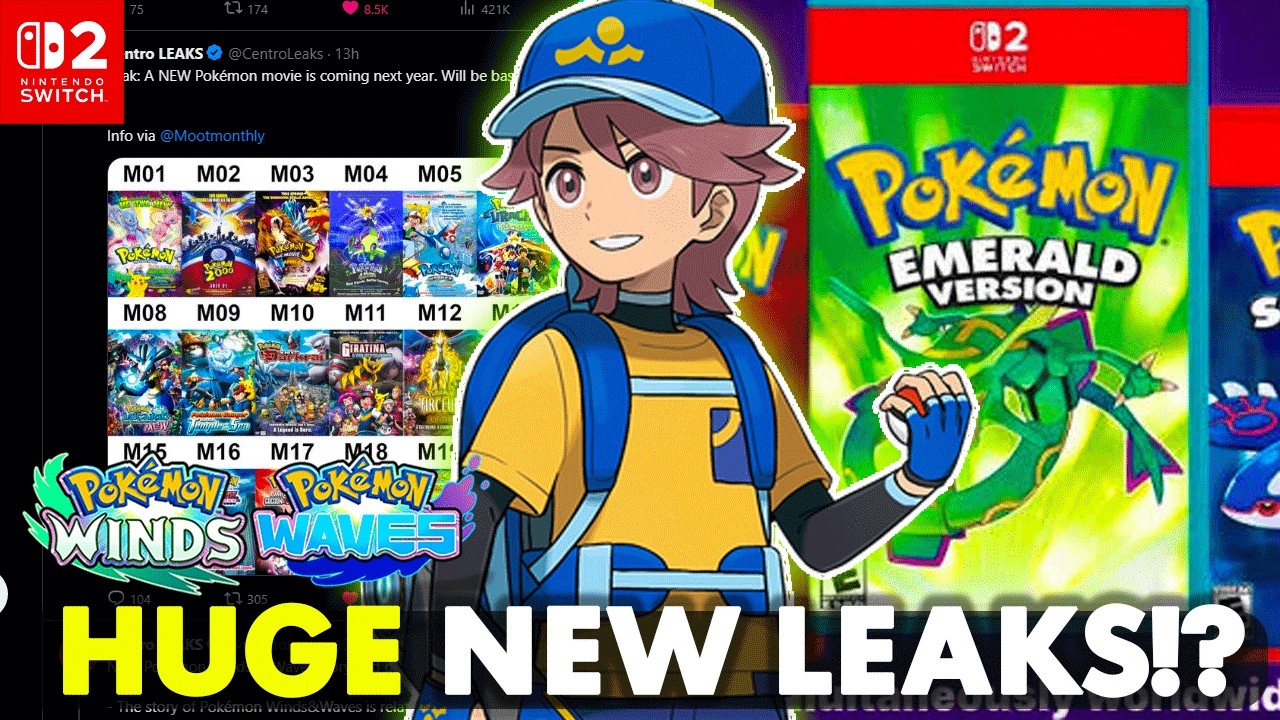 HUGE POKEMON LEAKS! Pok&eacute;mon EMERALD PORTS for Switch 2 & Pokemon Winds and Waves Anime LEAKS!?