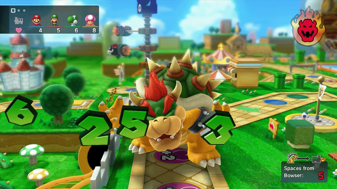 Mario Party 10 - Bowser vs Mario vs Luigi vs Yoshi vs Toadette - Mushroom Park