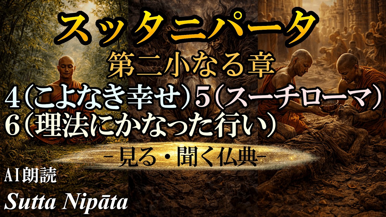 【 スッタニパータ 】第二小なる章・４（こよなき幸せ）５（スーチローマ）６（理法にかなった行い）