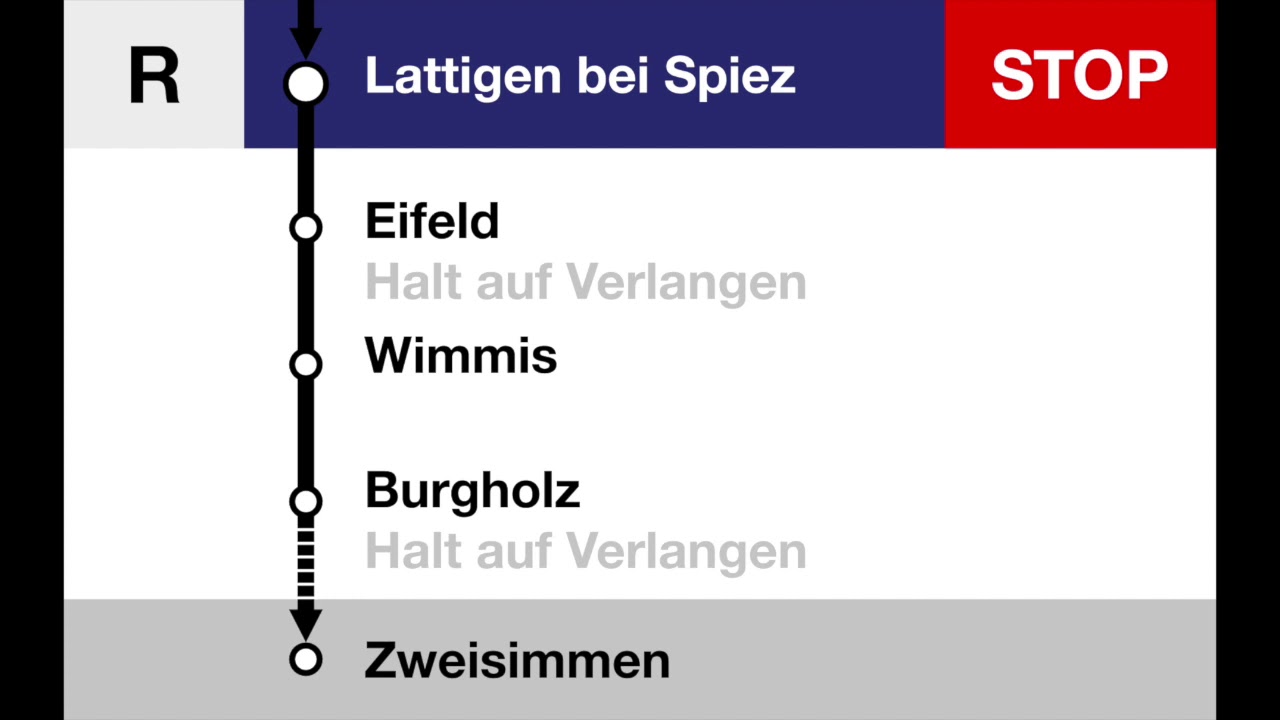 BLS Ansagen - Regio Lötschberger Spiez – Wimmis – Oey-Diemtigen – Erlenbach – Boltigen – Zweisimmen
