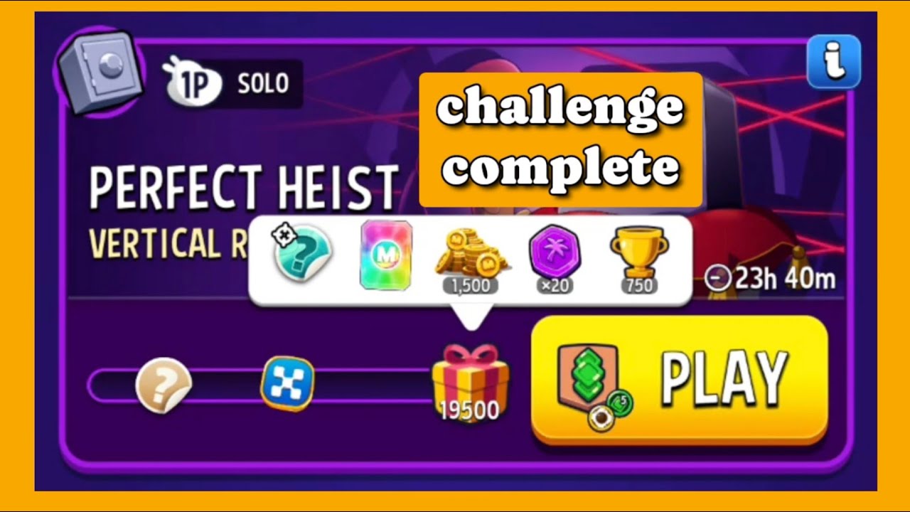 Vertical rush solo challenge|19500 points|perfect heist|match masters