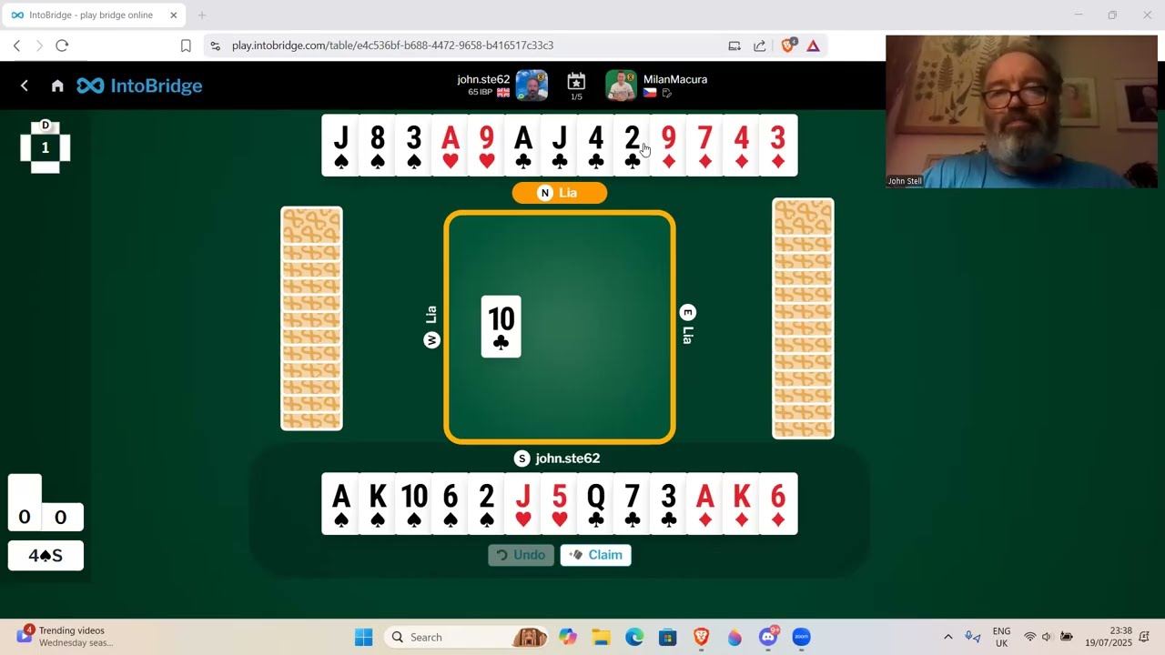 Me versus a top bridge player (Milan Macura) - 19th July 2025