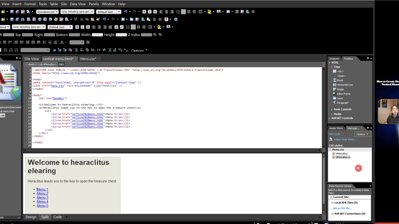 MS Expression Web 4 Lesson 19 - How to Create Decent Vertical Menu  Using CSS Style