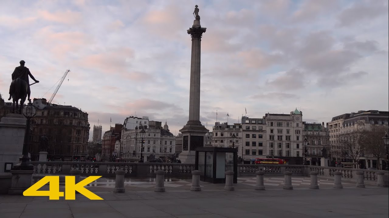London Lockdown: Trafalgar Square | via Whitehall【4K】