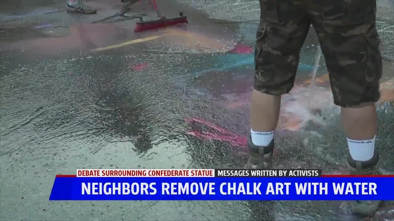 Chalk protest art removed by counter protesters