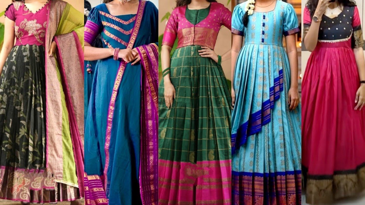 Latest Pattu Long Frock Designs😍Long Frock Front Neck Ideas