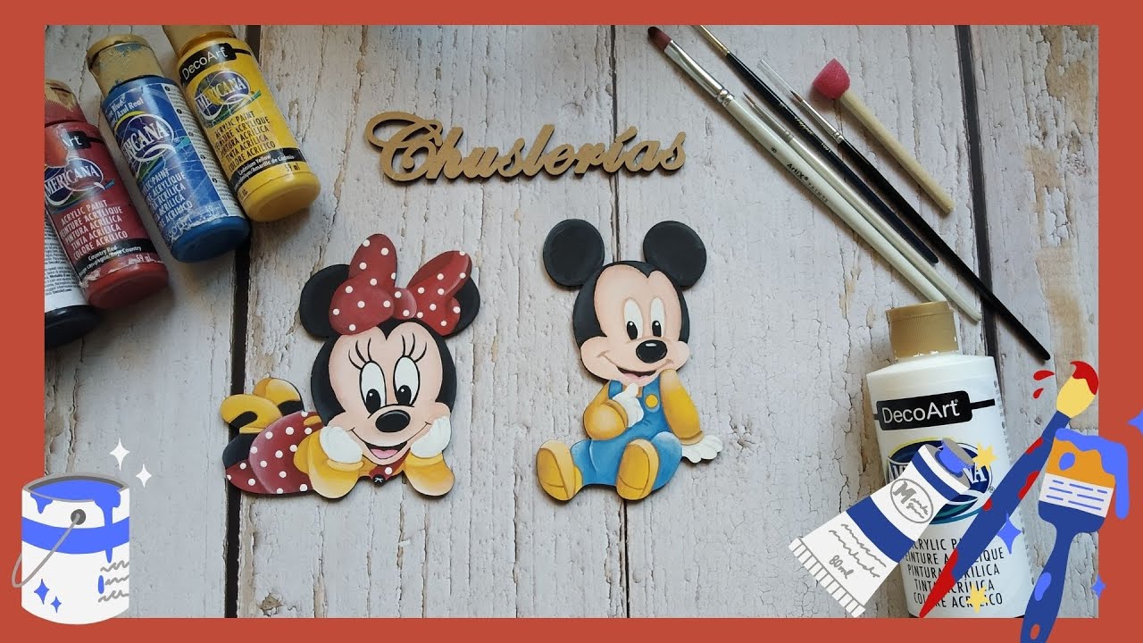 TUTORIAL COMO PINTAR A MICKEY Y MINNIE: siluetas en DM #manualidades #pintura #madera