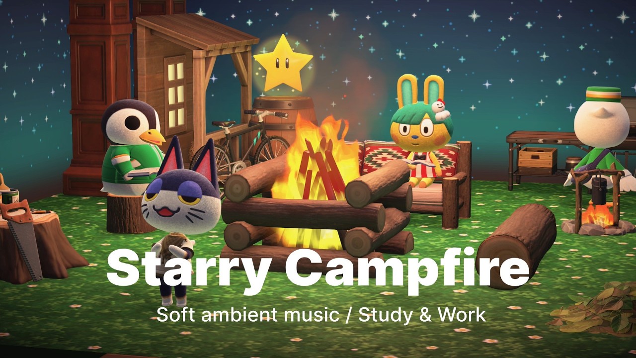 Cozy Campfire Night 🔥 | 1 Hour Ambient Music for Study, Work & Relax | Peaceful Night Camping